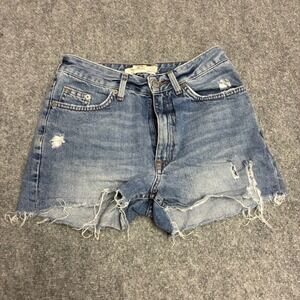 L.O.G.G Denim Shorts Womens 2 Blue Distressed High Rise Cut Off Cotton